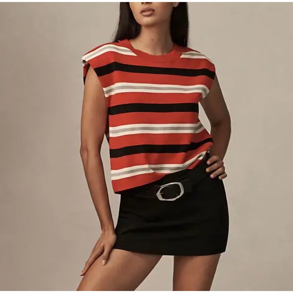 Anthropologie Maeve The Noah Muscle Tank Striped Sweater Boxy Oversized Sz XXS
